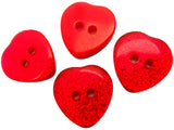 B18060 14mm Red Glittery Love Heart Shape 2 Hole Button