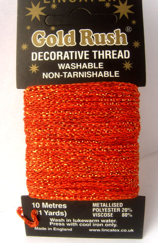 GLITHREAD18 Orange Decorative Glitter Thread, Washable, 10 Metre Card