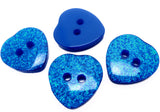 B18059 14mm Royal Blue Glittery Love Heart Shape 2 Hole Button