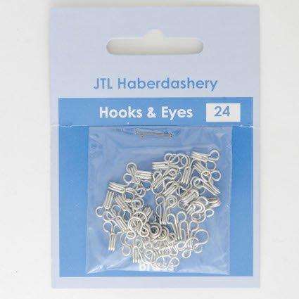 HOOKEYE04 Silver Size 1 Hook and Eyes, 24 sets in each pack