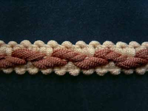 FT1055 13mm Cream and Dusky Mauve Pink Braid Trimming - Ribbonmoon