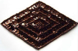 M154 11cm x 7cm Brown Motif, Decorated with Beads and Sequins - Ribbonmoon