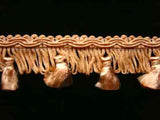 FT889 35mm Deep Peach Tassel Fringe on a Decorated Braid - Ribbonmoon