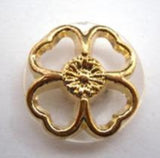 B14588 21mm Clear and Gilded Gold Poly Shank Button - Ribbonmoon