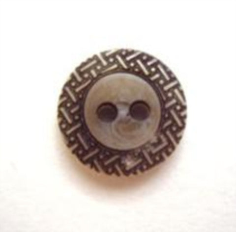 B8106 12mm Stone Brown and Natural Grey Textured Rim 2 Hole Button - Ribbonmoon