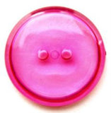 B13714 23mm Clear Fuchsia Pink Tinted Glass Effect 2 Hole Button - Ribbonmoon