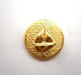 B14559 15mm Gold Metal Alloy Shank Button, Boat Design - Ribbonmoon