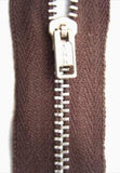 Z4922 YKK 10cm Brown Pin Lock No.3 Closed End Zip with Metal Teeth - Ribbonmoon