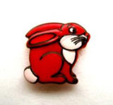 B14177 15mm Red Bunny Rabbit Shaped Novelty Shank Button - Ribbonmoon