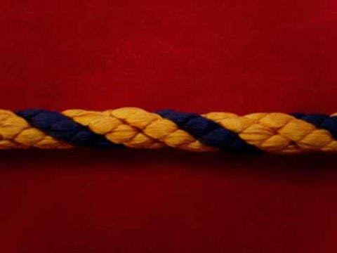 C061 6mm Crepe Cord, Navy and Gold Yellow