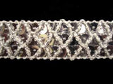 SQBRAID01 23mm Metallic Silver and White Iridescent Sequin Briad - Ribbonmoon