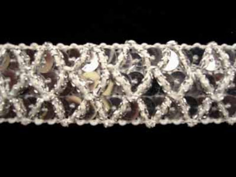 SQBRAID01 23mm Metallic Silver and White Iridescent Sequin Briad - Ribbonmoon