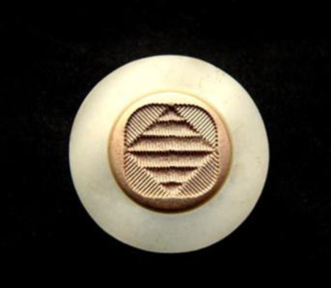 B6501 18mm Cream and Gilded Dull Gold Poly Shank Button - Ribbonmoon