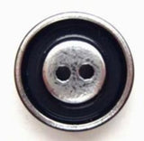 B5830 19mm Midnight Navy and Distressed Metallic Silver 2 Hole Button - Ribbonmoon