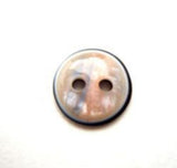 B10159 11mm Iridescent Pearlised 2 Hole Button with a Black Rim - Ribbonmoon