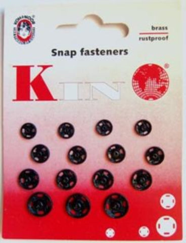 SF01 Black Lacquered Brass Snap Fasteners Assorted Sizes. - Ribbonmoon