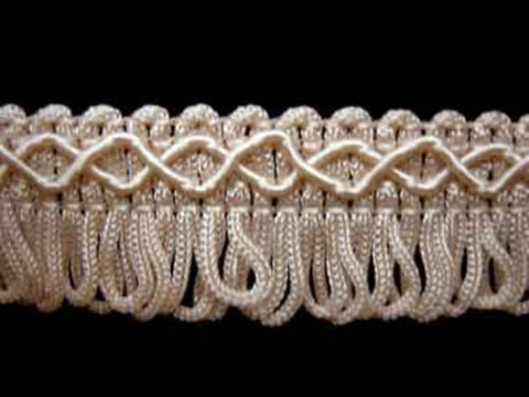 FT461 22mm Cream Looped Fringe on a Decorated Braid - Ribbonmoon