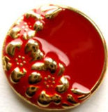 B9238 23mm Gold Metal Shank Button with a Red Enamel - Ribbonmoon