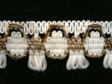 FT876 45mm Natural White-Brown-Beige Soft Short Tassel Braid Trim