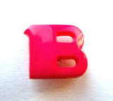 B7020 15mm Letter B Alphabet Shank Button Shocking Pink