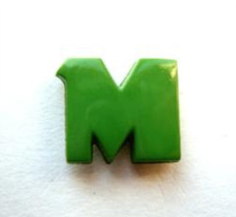 B7065 14mm Letter M Alphabet Shank Button Green