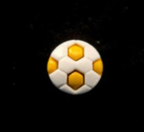 B14228 13mm Yellow and White Football Design Novelty Shank Button - Ribbonmoon