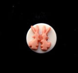 B15141 12mm Matt Apricot Bunny Rabbits Design Novelty Shank Button - Ribbonmoon