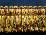 FT766 4cm Brown, Straw, Yellow and Greens Cut Ruched Fringing - Ribbonmoon