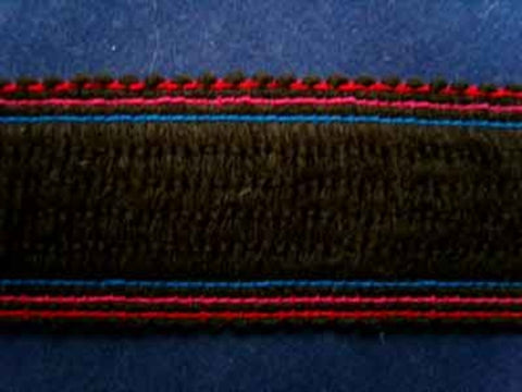 Black Soft Braid with Red,Blue and Pink Stitching