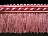 FT1803 35mm Rose Pink and Burgundy Cut Fringe on a Corded Braid - Ribbonmoon