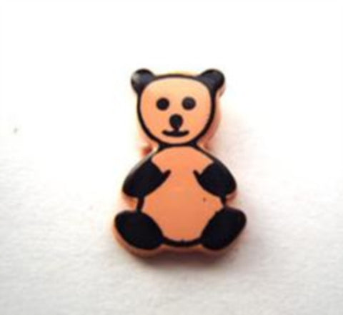 B15116 Peach and Black Teddy Bear Shaped Novelty Shank Button - Ribbonmoon