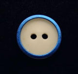 B10541 16mm Ivory and Metallic Blue 2 Hole Button - Ribbonmoon
