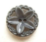 B8869 18mm Grey Nylon 2 Hole Flower Button - Ribbonmoon
