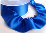 R7568 40mm Dark Royal Blue Double Satin Ribbon with a Gather Stitch Edge - Ribbonmoon