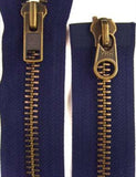 Z2758 61cm Navy Double Ended Zip, Brass Teeth No.10
