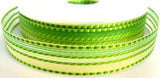 R7466 16mm Greens "Mauritius" Sheer and Banded Stripe Ribbon - Ribbonmoon