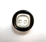 B16268 13mm Clear Glass Effect 2 Hole Button with a Black Rim - Ribbonmoon