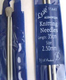KP101 2.5mm x 35cm Knitting Pins / Needles, Aluminium - Ribbonmoon