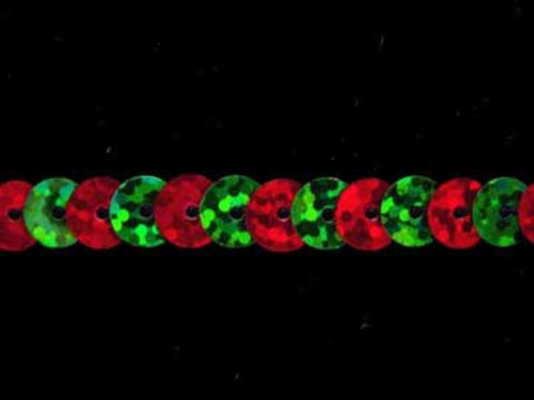 SQC38 6mm Red and Green Hologram Strung Sequins - Ribbonmoon