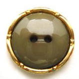 B9957 21mm Sage Green High Gloss 2 Hole Button, Gilded Gold Poly Rim