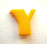 B7112 14mm Letter Y Alphabet Shank Button Yellow