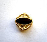 B8068 11mm Gilded Gold and Black Faux Enamel Shank Button - Ribbonmoon