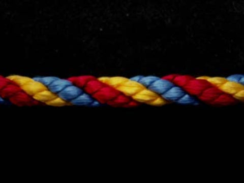C321 7mm Crepe Cord, Scarlet Berry, Light Royal and Yellow - Ribbonmoon