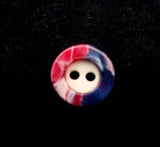 B11266 11mm Red, Blue and White, Marble Effect Rim 2 Hole Button - Ribbonmoon