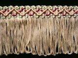 FT1252 5cm Cream and Mixed Colours Looped Fringe on a Decorated Braid - Ribbonmoon