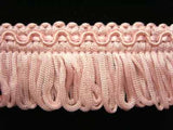 FT692 35mm Pale Tea Rose Pink Looped Fringe on a Decorated Braid - Ribbonmoon