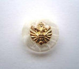 B14563 15mm White, Clear and Gilded Gold Poly Shank Button - Ribbonmoon