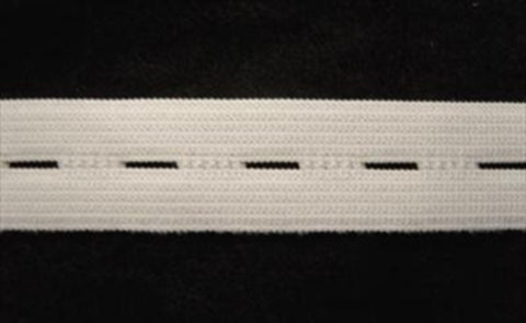 BHT03 18mm White Buttonhole Elastic. - Ribbonmoon