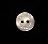 B4016 8mm Bridal White Pearlised 2 Hole Button, Engraved Lettered Rim - Ribbonmoon