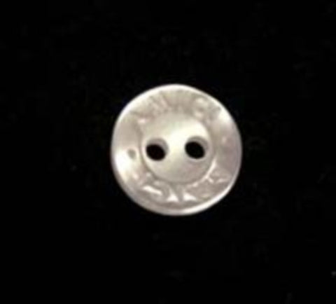 B4016 8mm Bridal White Pearlised 2 Hole Button, Engraved Lettered Rim - Ribbonmoon
